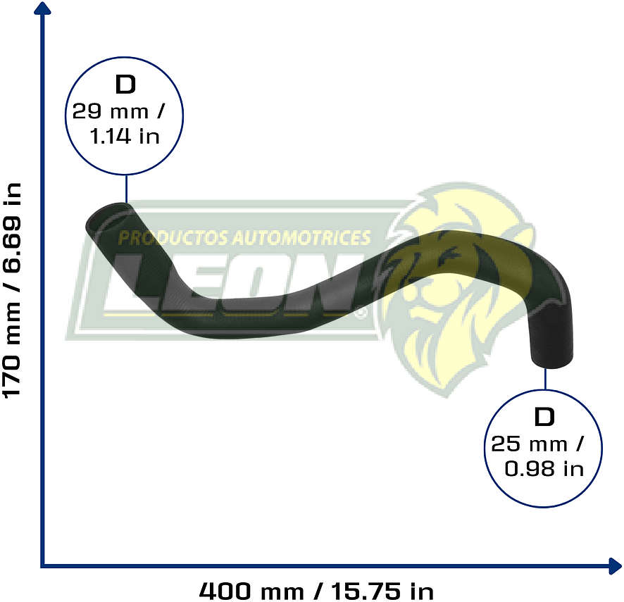 MANGUERA RAD. INF. NISSAN SENTRA B14 L4 1.6L 97-99 (DOBLE BOCA) (21503F4300, 1657211210) Ø: 25x32 mm, L: 130x360 mm, LONGITUD: 560 mm