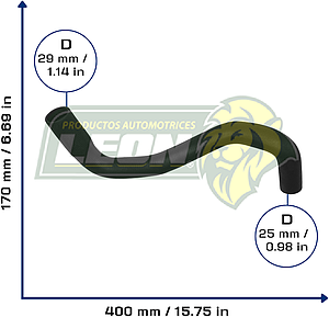 MANGUERA RAD. INF. NISSAN SENTRA B14 L4 1.6L 97-99 (DOBLE BOCA) (21503F4300, 1657211210) Ø: 25x32 mm, L: 130x360 mm, LONGITUD: 560 mm