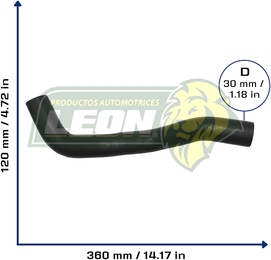 MANGUERA RAD. INF. NISSAN SENTRA B15 L4 2.5L 02-06 (215036Z700) Ø: 32 mm, L: 150x370 mm, LONGITUD: 440 mm