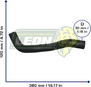 MANGUERA RAD. INF. NISSAN SENTRA B15 L4 2.5L 02-06 (215036Z700) Ø: 32 mm, L: 150x370 mm, LONGITUD: 440 mm
