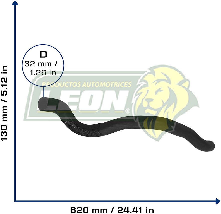MANGUERA RAD. INF. G.M. CAPTIVA L4 2.4L 08-14 (96838149) Ø: 32 mm, L: 150x600 mm, LONGITUD: 72 mm