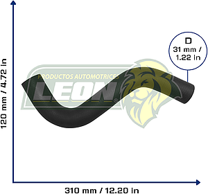 MANGUERA RAD. SUP. HONDA ACCORD L4 2.2L 90-93 (19501PTD000) Ø: 32 mm, L: 100x300 mm, LONGITUD: 370 mm