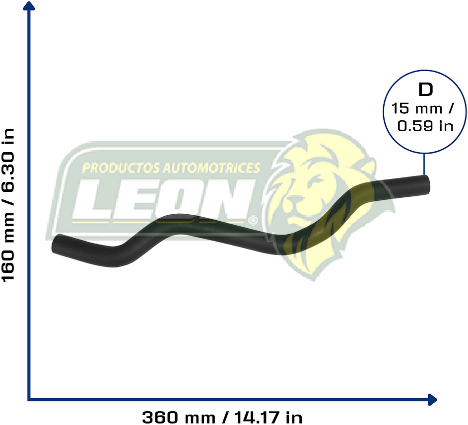 MANGUERA REFRIG. VW UP L3 1.0L 16-18 M. BENZ L3 1.0L 16-18, MOTOR PR-9AZ (DEPOSITO A TEE) (1SB121109E) Ø: 15 mm, L: 50x400 mm, LONGITUD: 410 mm
