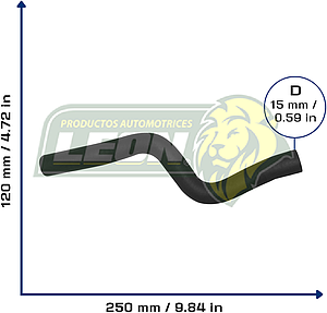 MANGUERA CALEFACCION TOYOTA COROLLA L4 1.8L 03-08 (MOTOR A CALEFACTOR) (8724502590) Ø: 16 mm, L: 70x250 mm, LONGITUD: 280 mm
