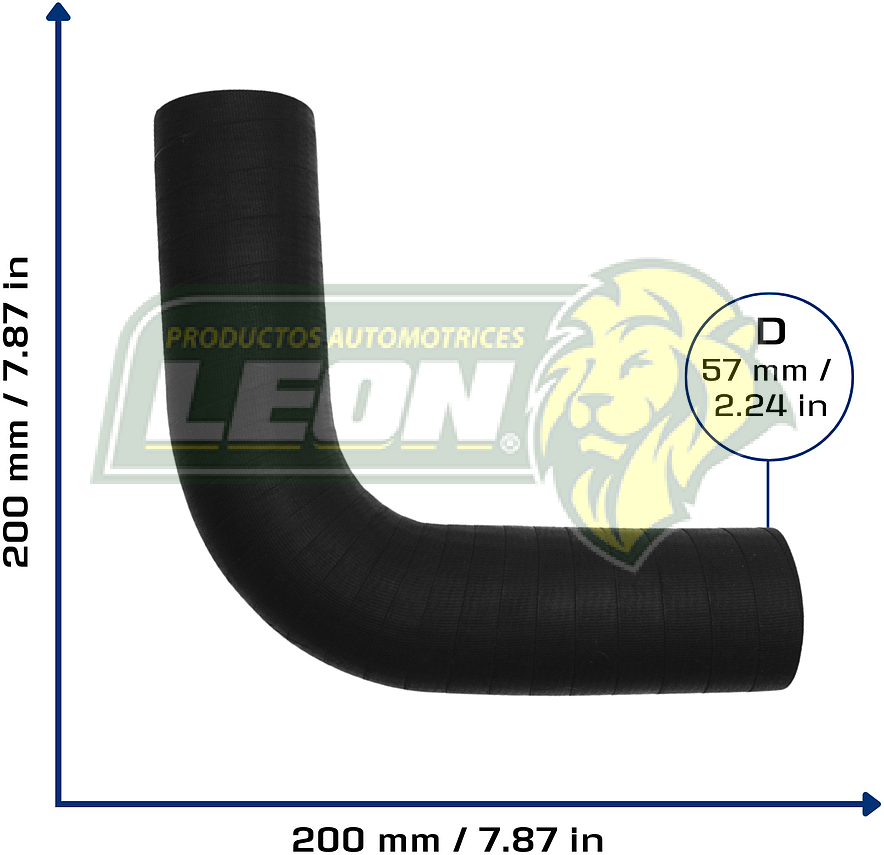 MANGUERA REFRIG. CODO 90° ØI: 57 mm, L: 200x200 mm LONGITUD: 400 mm