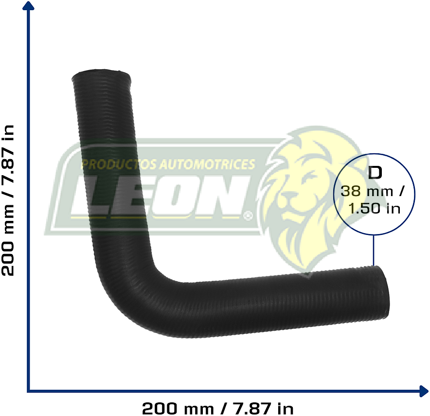 MANGUERA REFRIG. CODO 90° ØI: 38 mm, L: 200x200 mm