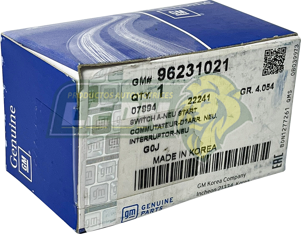 INTERRUPTOR ó SWITCH BULBO PEDAL CLUTCH G.M. AVEO 1.6L 08-17 TM NEUTRAL (ORIGINAL)