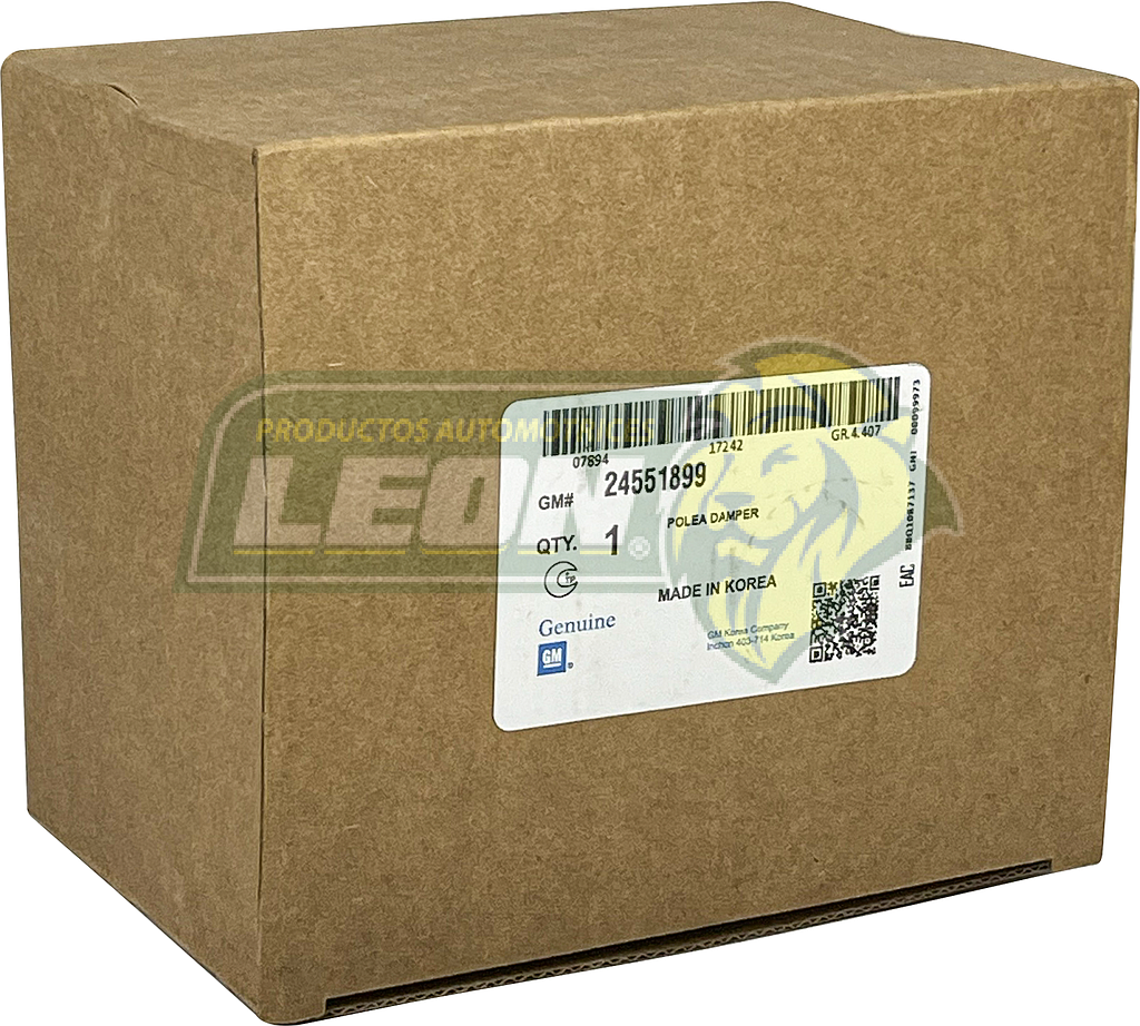 POLEA CIGUEÑAL DAMPER G.M. TORNADO VAN 1.5L 22-24, AVEO 1.5L 18-24, CAVALIER 1.5L 18-21, GROOVE 1.5 22-24 T/A, T/M