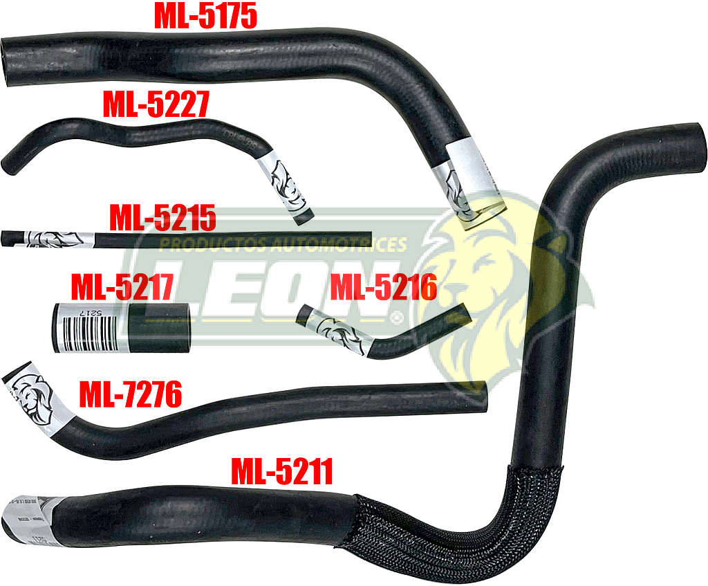 MANGUERAS MOLDEADAS DE ENFRIAMIENTO CHRYSLER ATOS 1.0L 01-04, 1.1L 05-12 (KIT c/7 pzas.) LEÓN