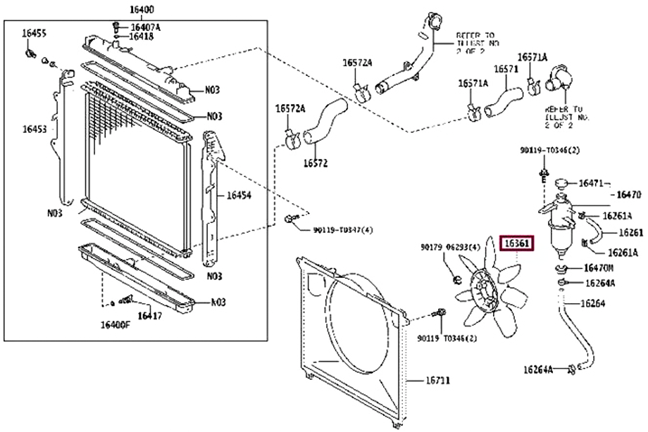 VENTILADOR NAILON TOYOTA HILUX, TACOMA 03-16, VIGO, VARIOS T/ORIGINAL (163610L020) 7 ASPAS CENTRO DE METAL