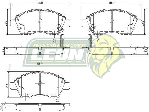 BALATA F.D. NISSAN MARCH 4C 1.6L 12-25, NOTE 4C 1.6L 14-19, VERSA 4C 1.6L 12-19, TIIDA 12-13, V-DRIVE 4C 1.6L 2020, (EQUIV. FRITEC 8X48-Z) R.D. (INCLUYE SEGUROS)