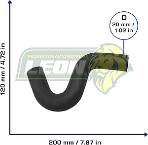 MANGUERA (521416) RAD. SUP. NISSAN 200SX 1.6L 95-98, NX 1.6L 91-93, TSUBAME 1.6L 93-04, TSURU III 1.6L 92-17 (61757, 71540, CH180011, 21918, KMA3084, 21501F4100, 21501F4200, 1657111110)ALTO: 14 cm, LARGO: 24 cm, ØI: 28 mm, ØE: 28 mm
