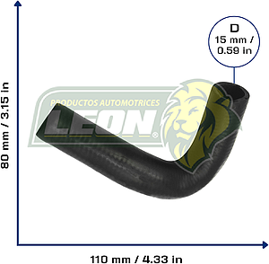 MANGUERA (5214123) REFRIGERACION MOTOR A HOUSING DEL TERMOSTATO NISSAN TSUBAME 1.6L 93-04, TSURU III 1.6L 92-17, VW GOLF A3 1.8L 93-99,  JETTA A3 1.8L 93-99 (2076, CH181033, 14055F4303) ALTO: 8 cm, LARGO: 11 cm, ØE: 15 mm, ØE: 15 mm
