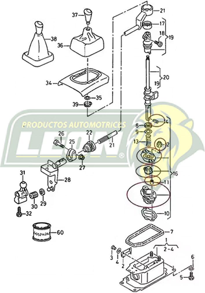 REPUESTO PALANCA VEL. Y VARILLAJE VW GOLF, JETTA, A2, A3, DERBY REPUESTO SUP. COMPLETO (25 pzas.)