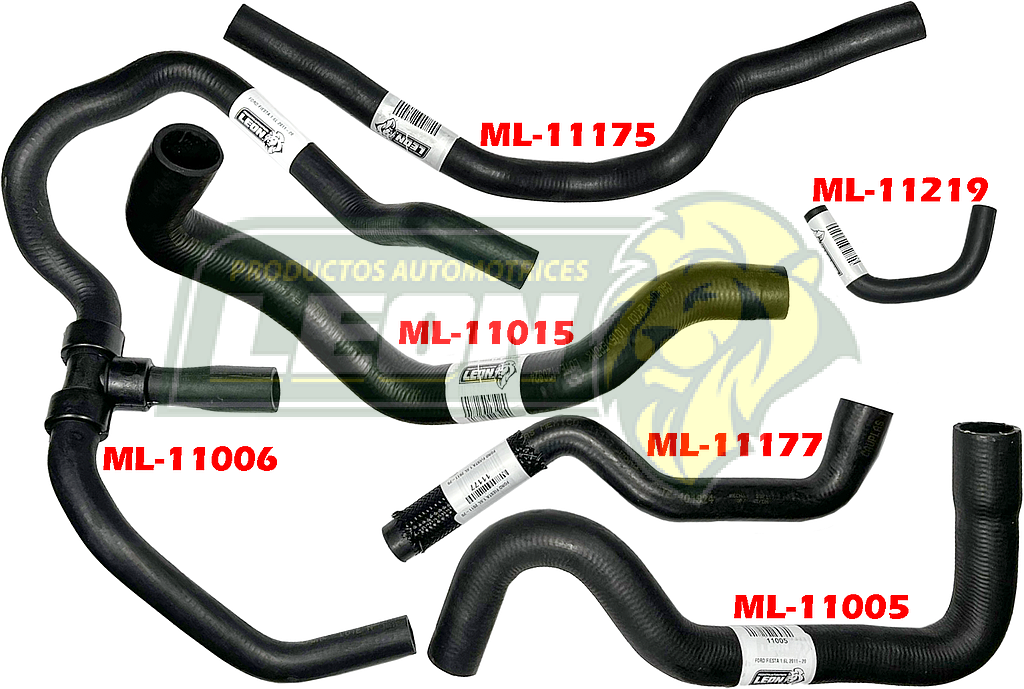 MANGUERAS MOLDEADAS DE ENFRIAMIENTO FORD FIESTA 1.6L 11-19 (KIT c/6 pzas.) LEÓN