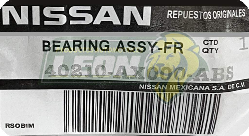 BALERO DOBLE NISSAN VERSA I 12-19 1.6L 4C, VERSA II 20-25 1.6L 4C, MARCH 12-25 1.6L 4C, NOTE 14-16, RAM 700 15-20, RENAULT MEGAME II 04-09, SANDERO 10-19, SCALA 10-13, FIAT BRAVO 2009, ALBEA 09-11 R.D. 37x72x37mm (40210-AXNSN-ABS)