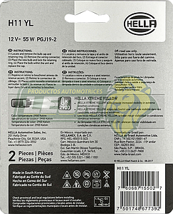 FOCO H11 HELLA BOMBILLA AMARILLO 12V 55W PREMIUM 2900K (211730941) (JGO. c/2 pzas.)