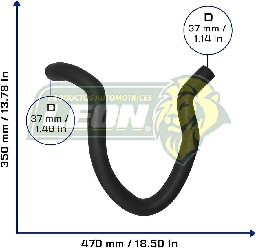 MANGUERA RAD. SUP. JEEP CHEROKEE V6 2.8L 84-86, COMANCHE V 2.8L 1986, WAGONEER V6 2.8L 84-86 (8953000013, H0061342) Ø: 32x40 mm, L: 300x450 mm, LONGITUD: 880 mm