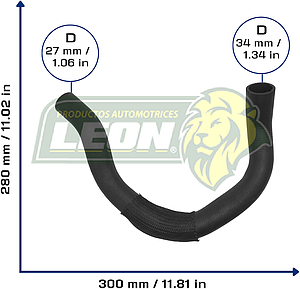 MANGUERA RAD. SUP. JEEP CHEROKEE L4 2.5L 90-97, COMANCHE L4 2.5L 1990, WRANGLER L6 4.0L 91-95 C/AA (52003791, 52005793, 8953001439, 8952003791, H0061343) Ø: 30x37 mm, L: 300x350 mm, LONGITUD: 640 mm