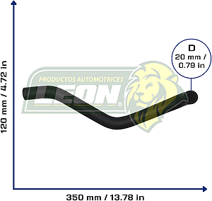 MANGUERA VW EUROVAN 2.5L 01-05 (044121073AC) (BOMBA DE AGUA A MONOBLOCK)  Ø: 18 mm, L: 80x350 mm, LONGITUD: 420 mm	