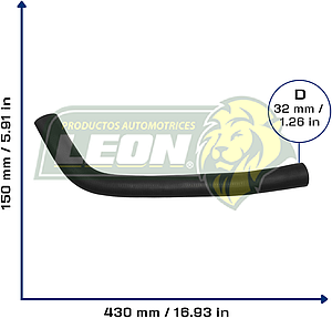 MANGUERA RAD. SUP. VW FOX 1.8L 87-93 (3051211011) Ø: 30 mm, L: 150x400 mm, LONGITUD: 50 mm	