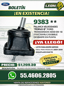 PALANCA VELOCIDADES “PERNO B” FORD TRANSMISION 4050 09-18 (TDEC7091R) C/DOBLE DESBASTE EN PUNTA