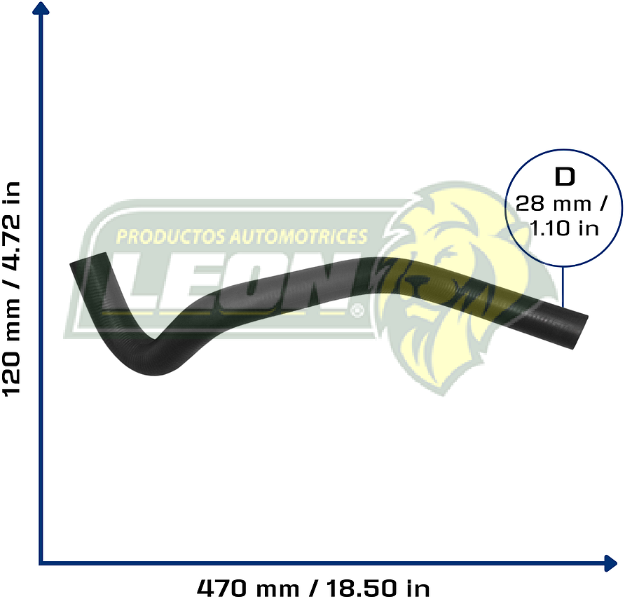 MANGUERA RAD. INF. HONDA CIVIC 1.3L 75-79 (2150377A00, 2150383A00, D9AE18472AA) Ø: 25 mm, L: 100x450 mm, LONGITUD: 600 mm
