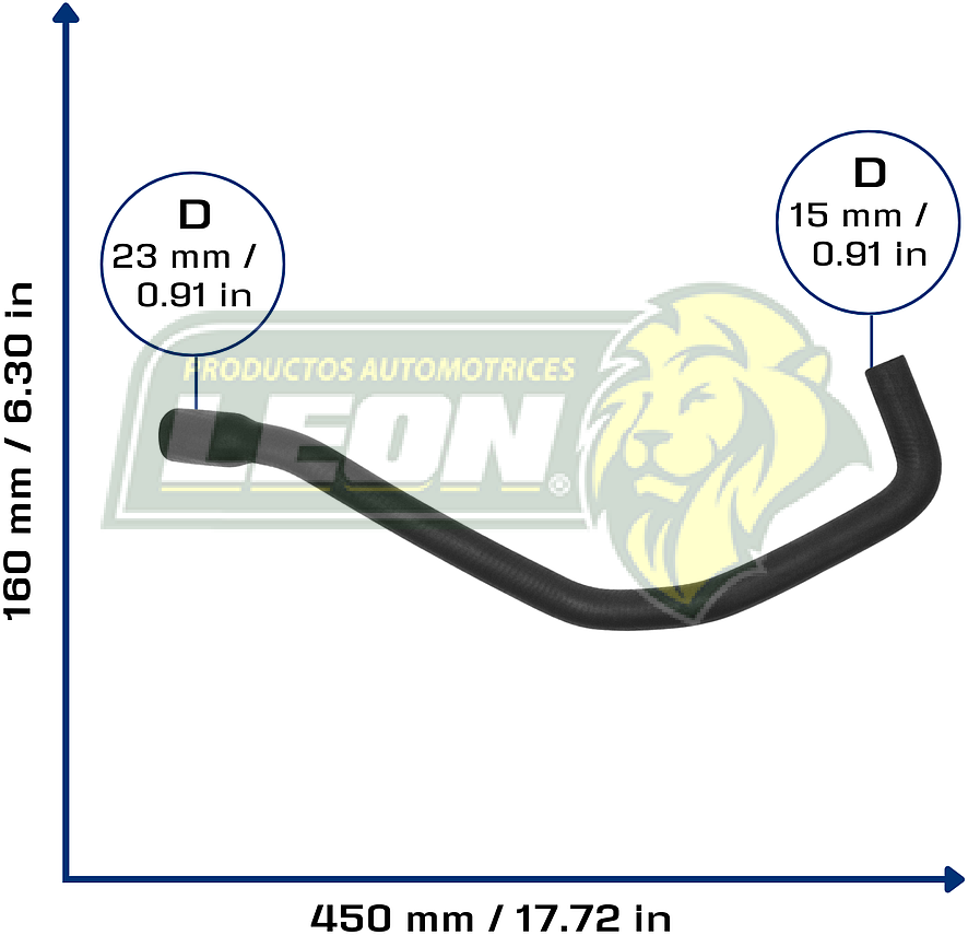 MANGUERA CALEFACCION TOYOTA PICKUP 2.4L 84-91, 4RUNNER 2.4L 84-88, MAZDA MPV 3.0L 96-98, HONDA CIVIC 1.5L 84-87, passporte 2.6 94-96, FORD F250 SUPER DUTY 6.8L 99-05, DODGE RAIDER 3.0 1989, G.M. MALIBU 2.2L 04-05, MITSUBISHI OUTLANDER 2.4L 2003 (3058193711, 0K01961212) Ø: 15x25 mm, L: 150x450 mm, LONGITUD: 540 mm