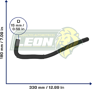 MANGUERA REFRIG. VW GOLF A4 L4 2.0L 96-99, JETTA A3 L4 2.0L 96-99, CABRIO L4 2.0L 96-02, M. BENZ L4 2.0 96-99 (1H0121109R) Ø: 15 mm, L: 140x350 mm, LONGITUD: 48 mm