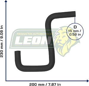 MANGUERA REFRIG. VW JETTA A6 L4 2.0L 11-16, PASSAT L4 2.0L 05-10 (1K0121096R) (MOTOR A RADIADOR DE ACEITE) Ø: 15 mm, L: 200x200 mm, LONGITUD: 420 mm