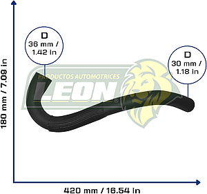 MANGUERA RAD. SUP. DODGE DAKOTA L4 2.5L 96-99 (52028746) Ø: 20x38 mm, L:250x500 mm, LONGITUD: 620 mm