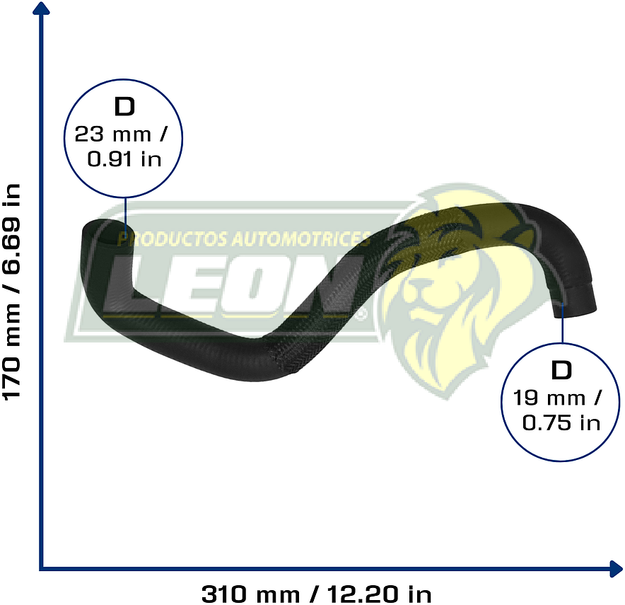 MANGUERA REFRIG. FORD RANGER L4 2.5L 13-18 Ø: 18x22 mm, L: 100x350 mm, LONGITUD: 420 mm