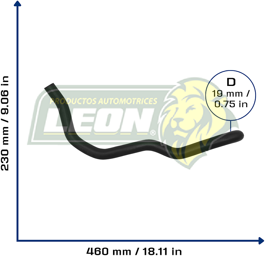 MANGUERA FORD FOCUS L4 2.0L 00-04 (BOMBA D.H. A DEPOSITO) (98AG3691JA, 1132745) Ø: 18 mm, L: 250x400 mm, LONGITUD: 600 mm