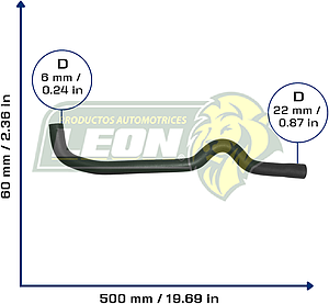 MANGUERA CALEFACCION SALIDA RENAULT MEGANE I L4 1.6L 97-02, M. BENZ L4 1.6 97-02 (7702224641) Ø: 54 mm, L: 120x460 mm, LONGITUD: 54 mm