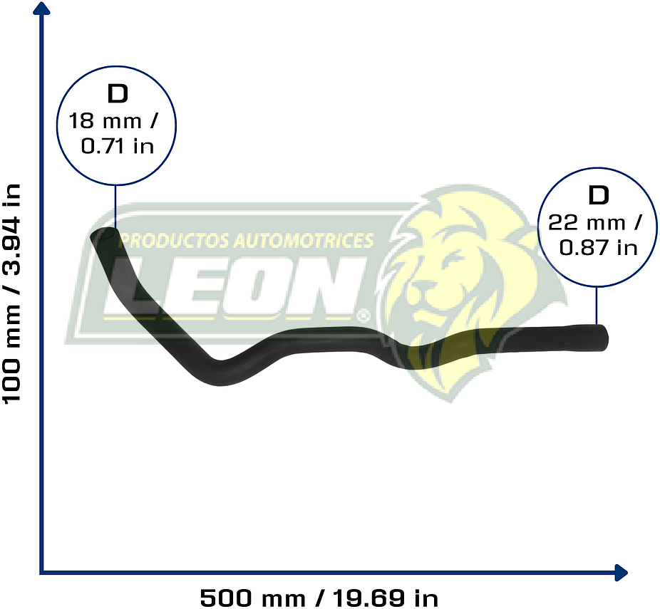 MANGUERA RENAULT MEGANEI L4 2.0L 97-02, M. BENZ L4 1.6 97-02 (7700274311) SALIDA Ø: 17 mm, L: 150x430 mm, LONGITUD: 66 mm