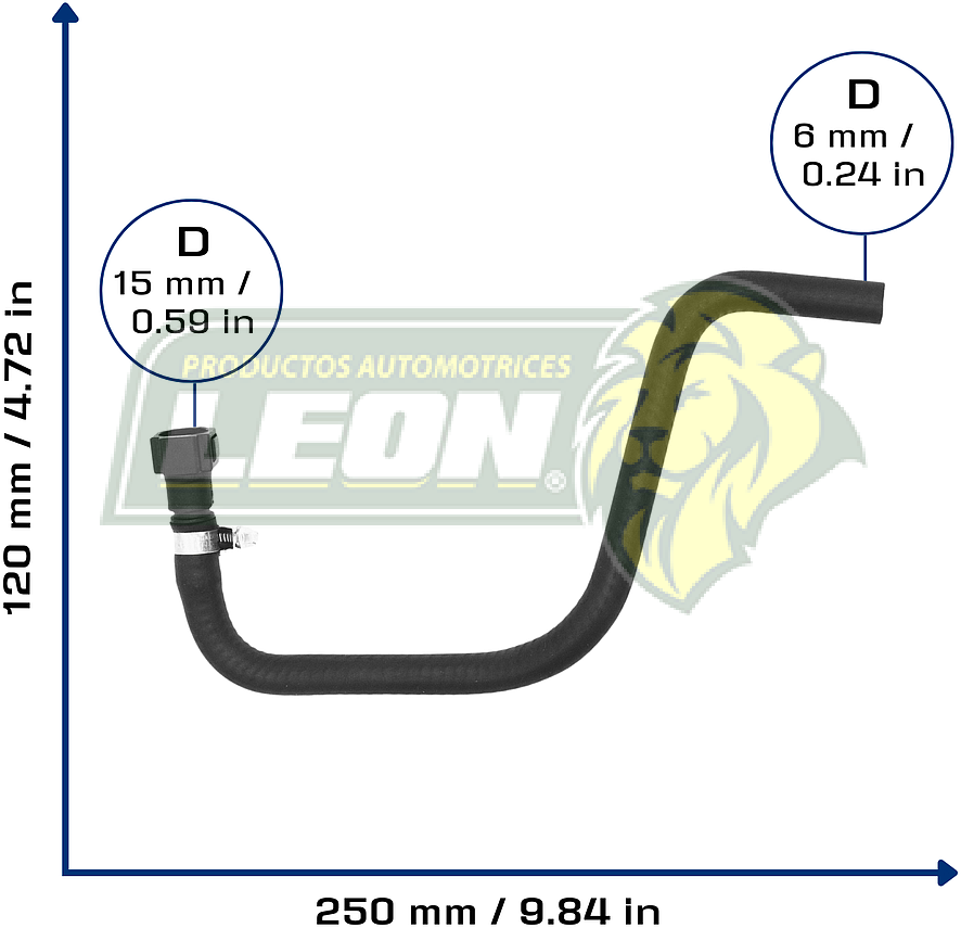 MANGUERA REFRIG. RAM PROMASTER RAPID L4 1.4L 17-21, FIAT MOBI L4 1.0L 16-24 (DEPOSITO DE ANTICONGELANTE) (51834364) Ø: 15x8 mm, L: 120x250 mm, LONGITUD: 410 mm