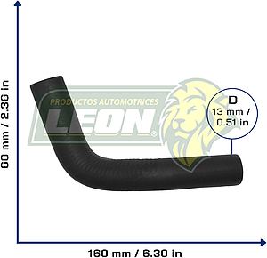 MANGUERA CALEFACCION DODGE RAM PROMASTER RAPID L4 1.4L 17-21, M. BENZ L4 1.4 13-19, FIAT MOBI L4 1.0L 16-20, UNO L4 1.4L 13-19 (51858425) Ø: 15x13 mm, L: 60x160 mm, LONGITUD: 190 mm