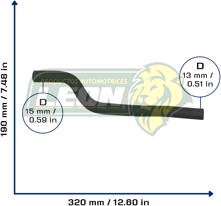 MANGUERA CALEFACCION RAM PROMASTER RAPID 1.4L 17-21, FIAT 1.0 16-24, UNO 1.4L 13-19 (51834363) Ø: 15x13 mm, L: 190x320 mm, LONGITUD: 350 mm
