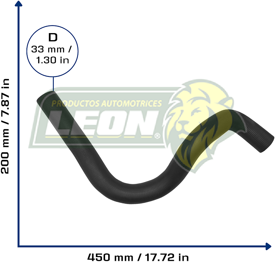 MANGUERA RD. INF. HYUNDAI TUCSON L4 2.0L 05-09, KIA SPORTAGE L4 2.0L 05-10 (254122 E100) Ø: 33 mm, L: 200x450 mm, LONGITUD: 700 mm