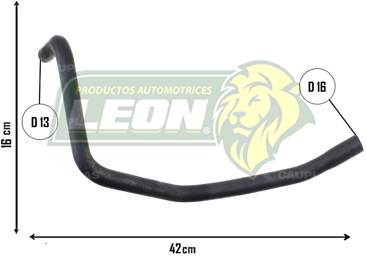 MANGUERA SALIDA DEPOSITO RAD. G.M. TORNADO VAN L4 1.5L 22-26 (23540225) Ø: 13x16 mm, L: 160x420mm