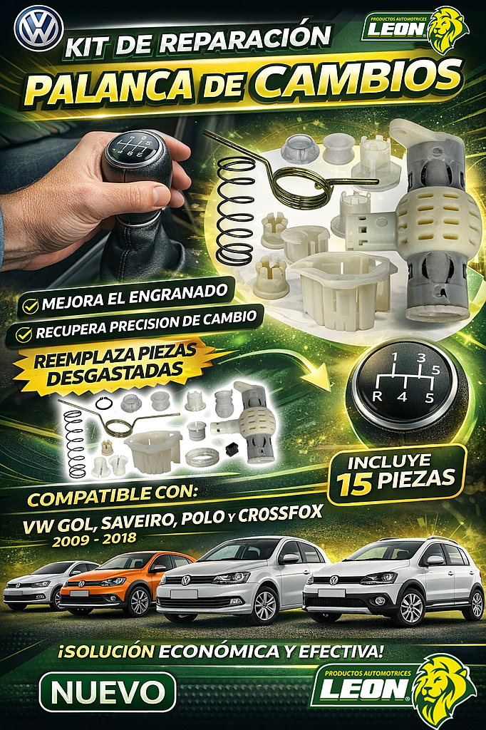 REPUESTO PALANCA VEL. VW GOL, SAVEIRO, POLO, CROSSFOX 09-18 (JGO. c/15 pzas.)