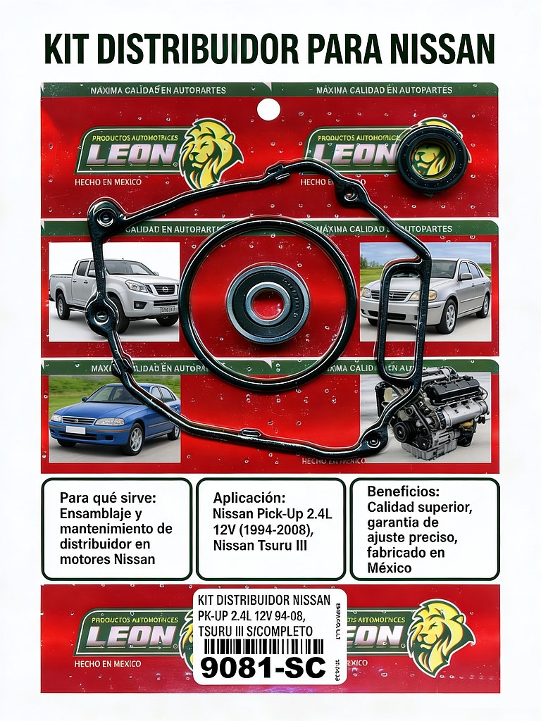 KIT DISTRIBUIDOR NISSAN PK-UP 2.4L 12V 94-08, TSURU III S/COMPLETO