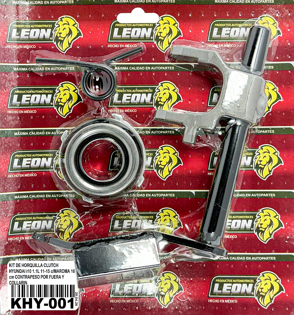 KIT DE HORQUILLA CLUTCH HYUNDAI  i10 1.1L 11-15 (MAROMA 16 cm, CONTRAPESO POR DENTRO, COLLARIN Y RESORTE) (41430-02500)