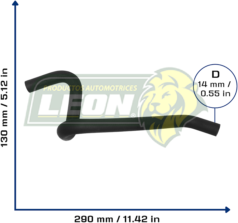 MANGUERA CALEFACCION SALIDA FORD FIESTA L4 1.6L 01-02, COURIER L4 1.6L 01-12 (XS618K580BA) Ø: 15 mm, L: 130x300 mm, LONGITUD: 430 mm