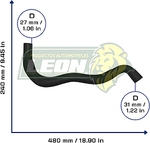 MANGUERA RAD. INF. G.M. S10 2.5 16-21 (52035092) Ø: 27x31 mm, L: 240x480 mm, LONGITUD: 670 mm