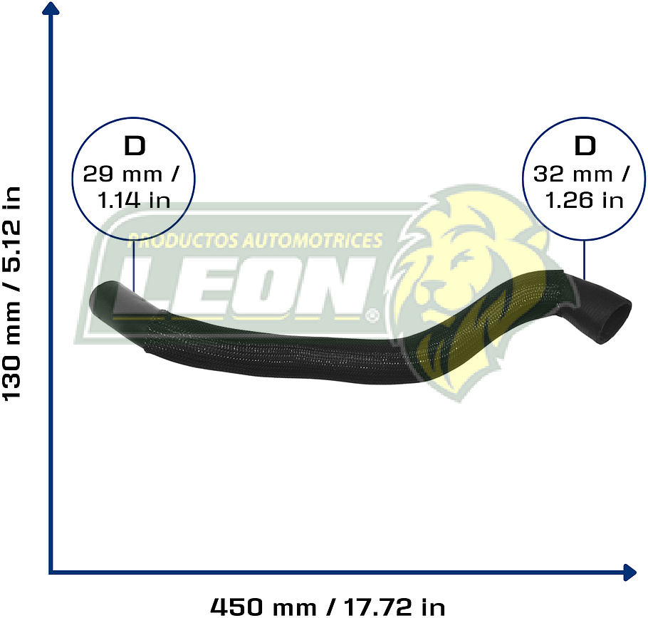 MANGUERA RAD. SUP. G.M. S10 2.5L 16-21 (52035091) Ø: 29x32 mm, L: 130x450 mm, LONGITUD: 470 mm
