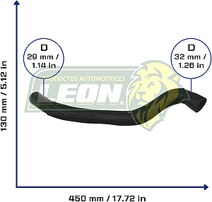 MANGUERA RAD. SUP. G.M. S10 2.5L 16-21 (52035091) Ø: 29x32 mm, L: 130x450 mm, LONGITUD: 470 mm