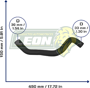 MANGUERA RAD. INF. G.M. CORSA L4 1.8L 06-09, TORNADO L4 1.8L 06-12 (93378133) Ø: 33x39 mm, L: 150x450 mm, LONGITUD: 580 mm