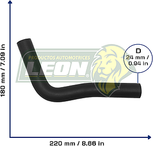 MANGUERA RAD. SUP. NISSAN SENTRA B13 L4 1.6L 1990, HONDA CIVIC L4 1.6L 88-91 (19501PM3000) Ø: 26 mm, L: 150x250 mm, LONGITUD: 350 mm