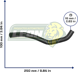 MANGUERA CALEFACCION HONDA CRV L4 2.4L 02-06 (VALVULA A MULTIPLE) (79721S9A00) Ø: 16 mm, L: 100x250 mm, LONGITUD: 390 mm
